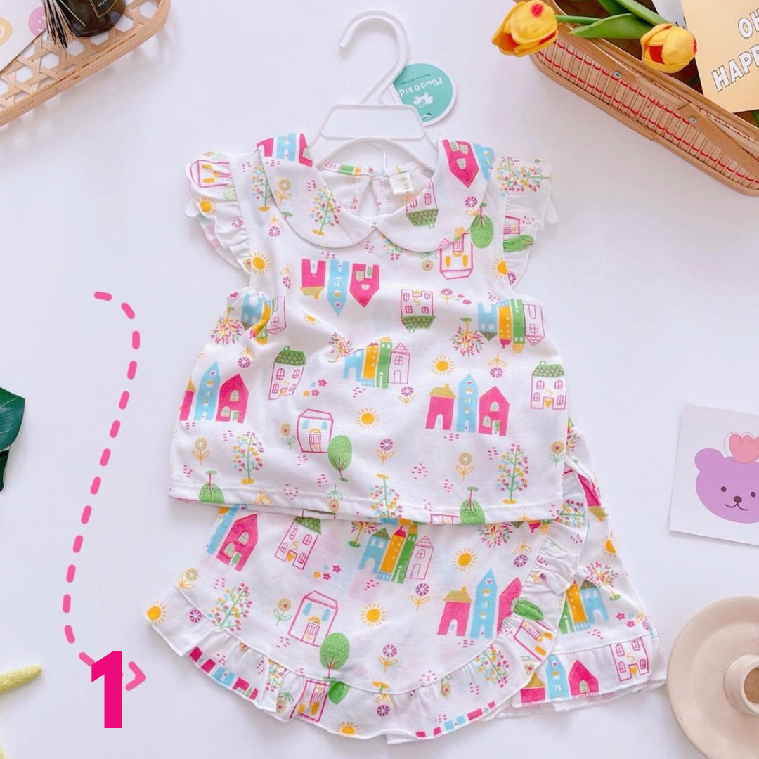 ToughMomma Little Angelie Collared Ruffled Blouse With Skort 0- 5 years old