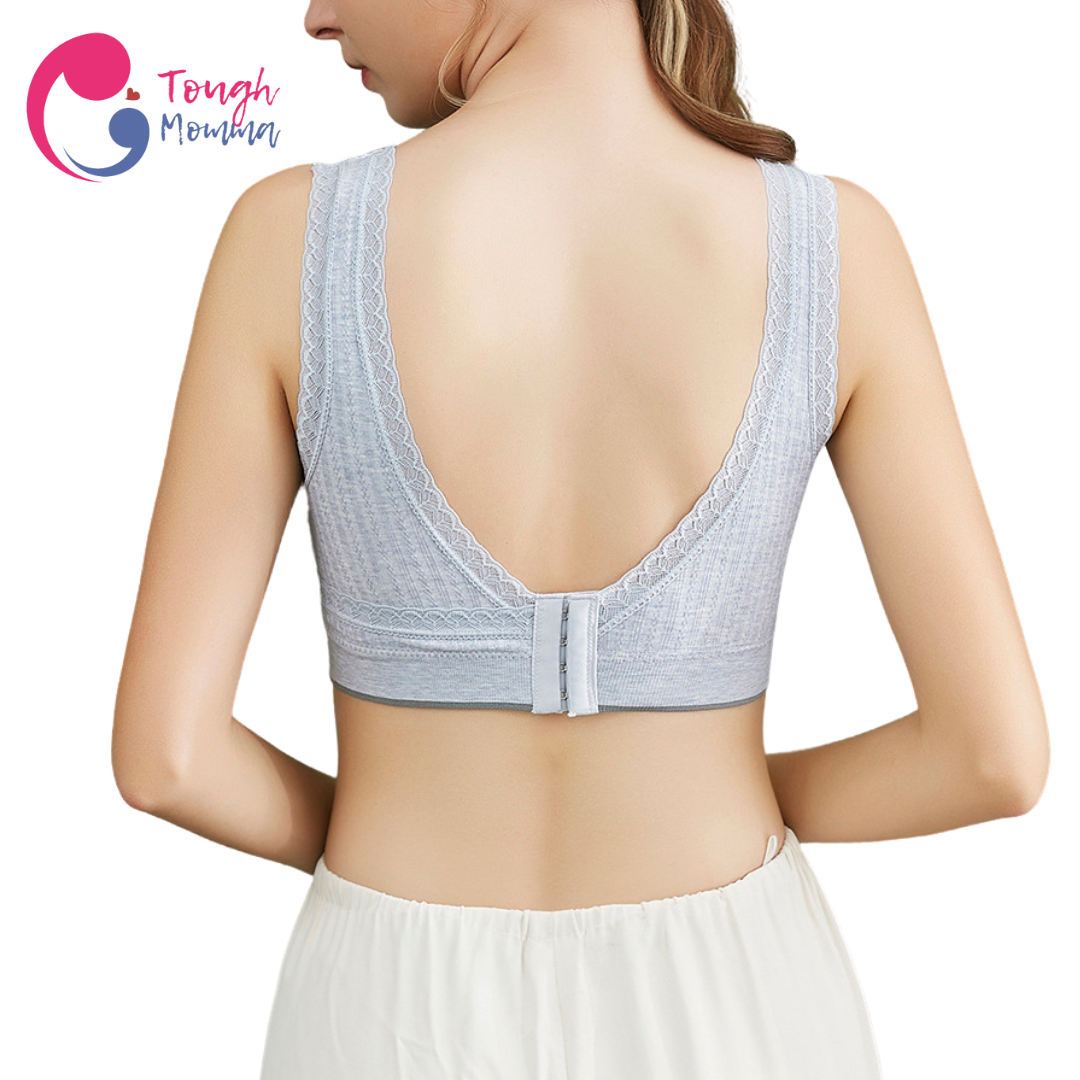 SLIGHTLY DAMAGED/ STAINED ToughMomma Alaina Pull Aside Cotton Wireless Nursing Bra