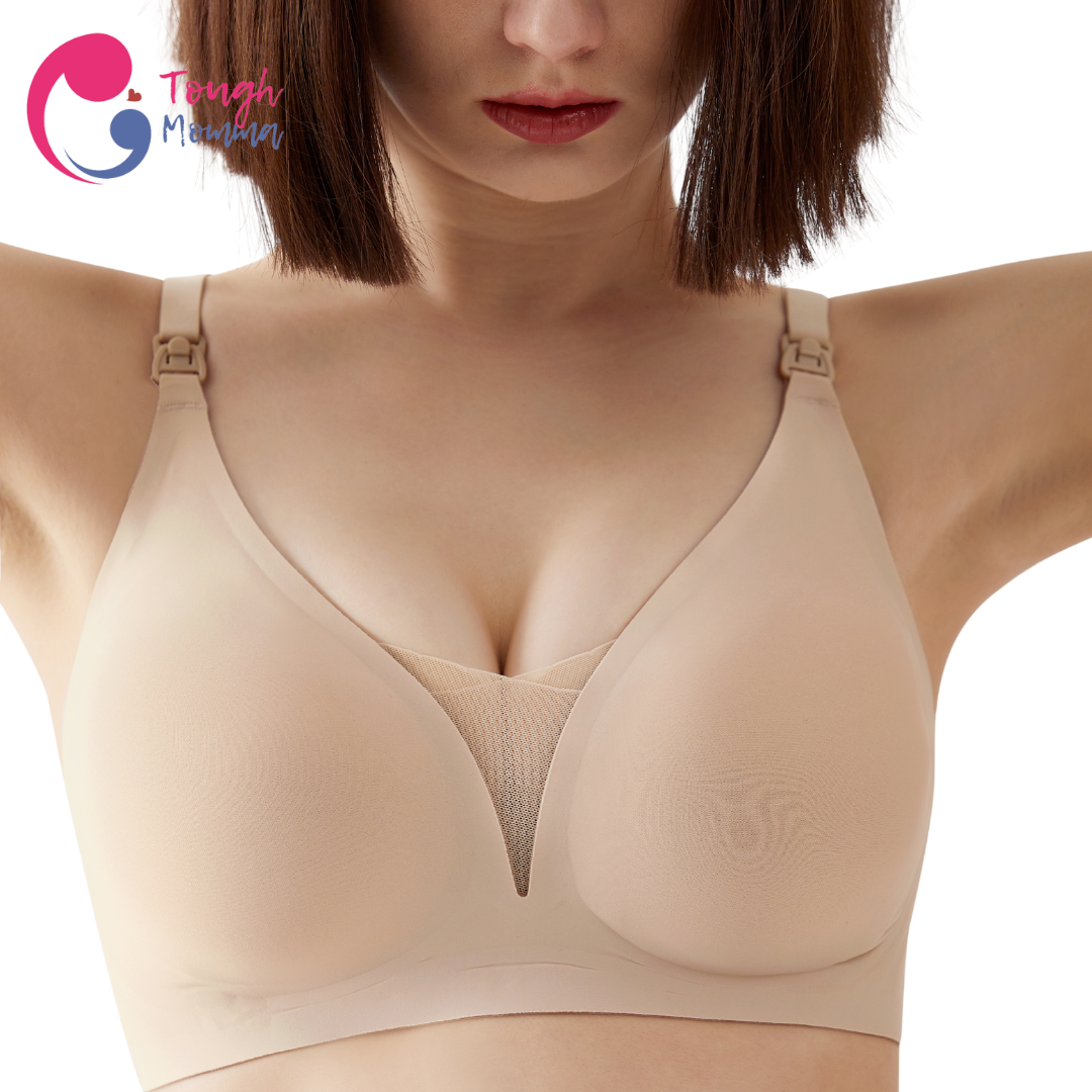 SLIGHTLY DAMAGED/STAINED ToughMomma Fiorella Premium Quality Seamless Wireless Ice Silk Nursing Bra