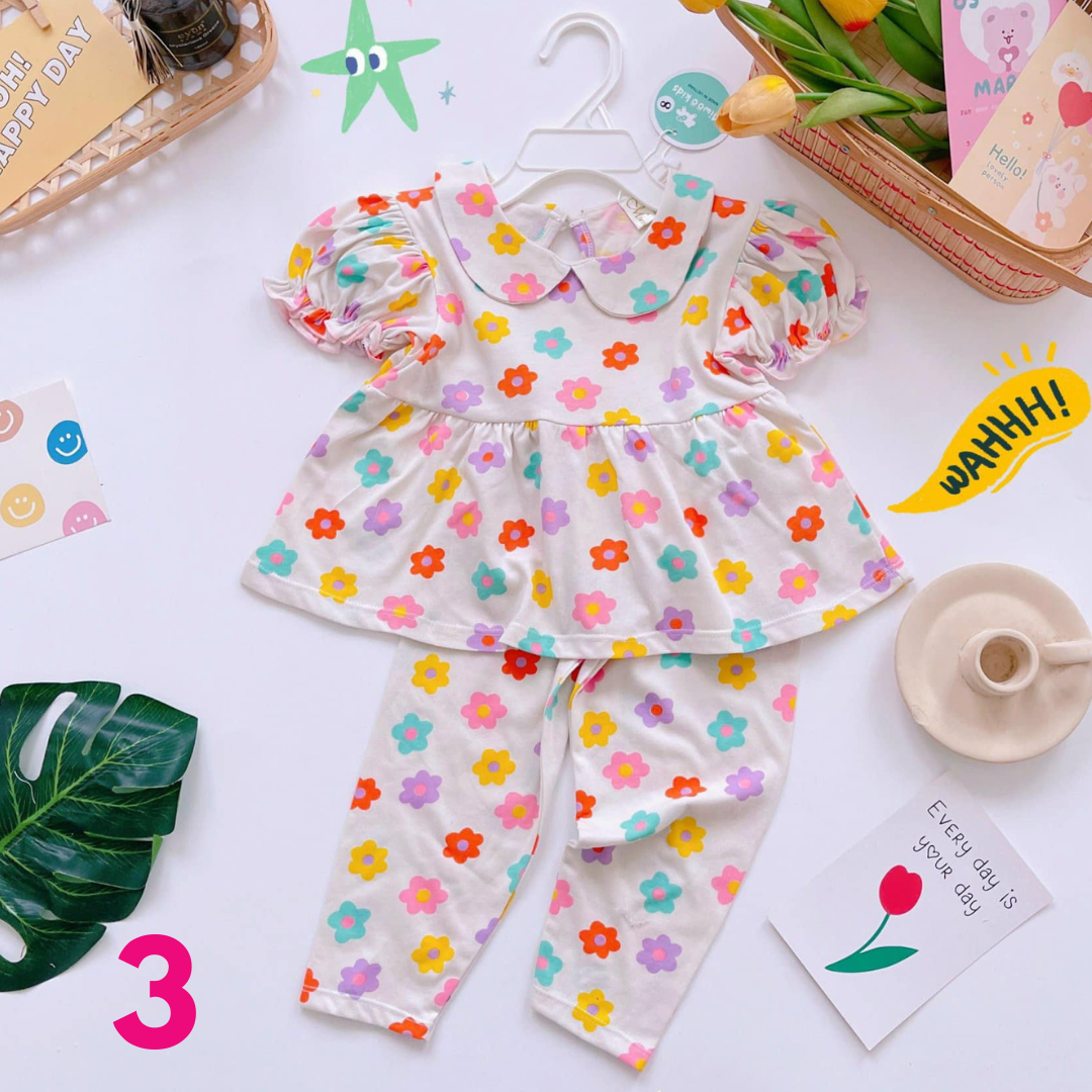 SLIGHTLY FADED/ STAINED ToughMomma Little Rosey Collared Doll Blouse With Pants 1 - 5 years old (Copy)