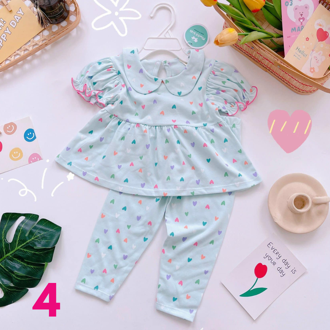 SLIGHTLY FADED/ STAINED ToughMomma Little Rosey Collared Doll Blouse With Pants 1 - 5 years old (Copy)