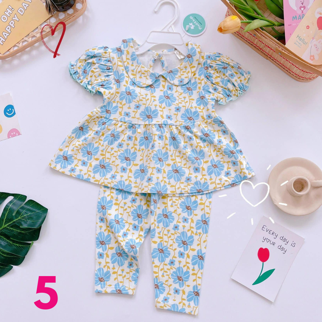 SLIGHTLY FADED/ STAINED ToughMomma Little Rosey Collared Doll Blouse With Pants 1 - 5 years old (Copy)