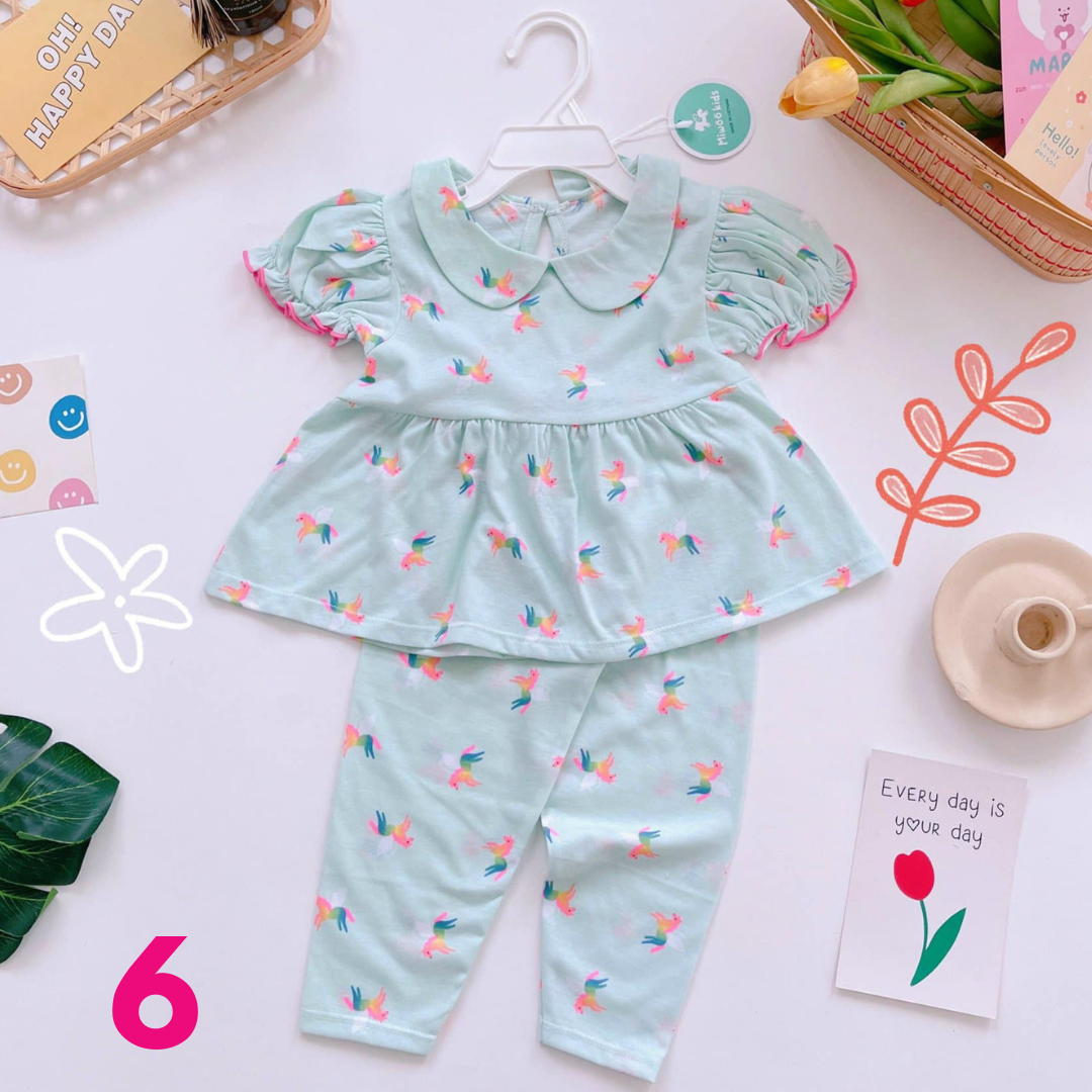 SLIGHTLY FADED/ STAINED ToughMomma Little Rosey Collared Doll Blouse With Pants 1 - 5 years old (Copy)