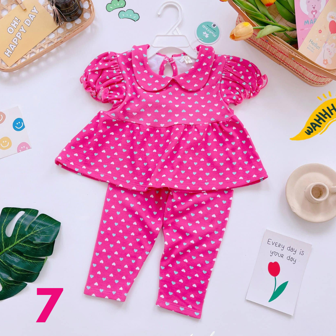 SLIGHTLY FADED/ STAINED ToughMomma Little Rosey Collared Doll Blouse With Pants 1 - 5 years old (Copy)