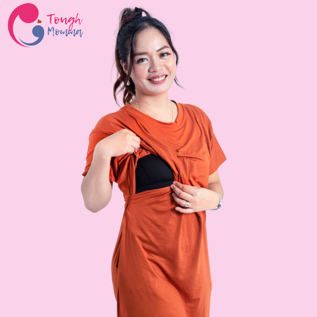 SLIGHTLY DAMAGED/STAINED ToughMomma Yumi Maternity Nursing T- Shirt Dress M - 2XL