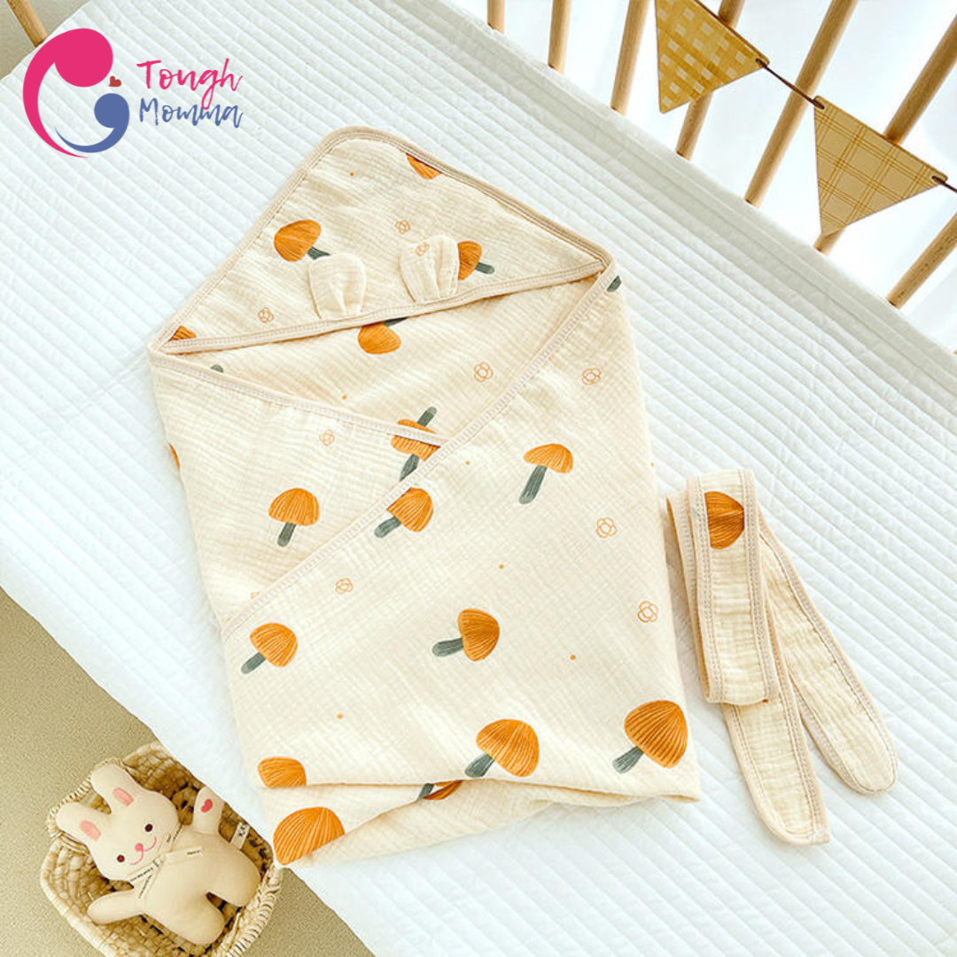 (CLEARANCE SALE)ToughMomma Brielle Bamboo Muslin Cotton Receiving Blanket/Towel (0-2 years old)