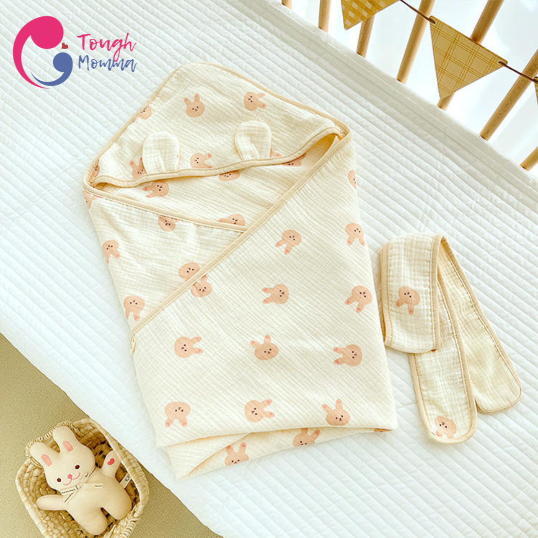 (CLEARANCE SALE)ToughMomma Brielle Bamboo Muslin Cotton Receiving Blanket/Towel (0-2 years old)
