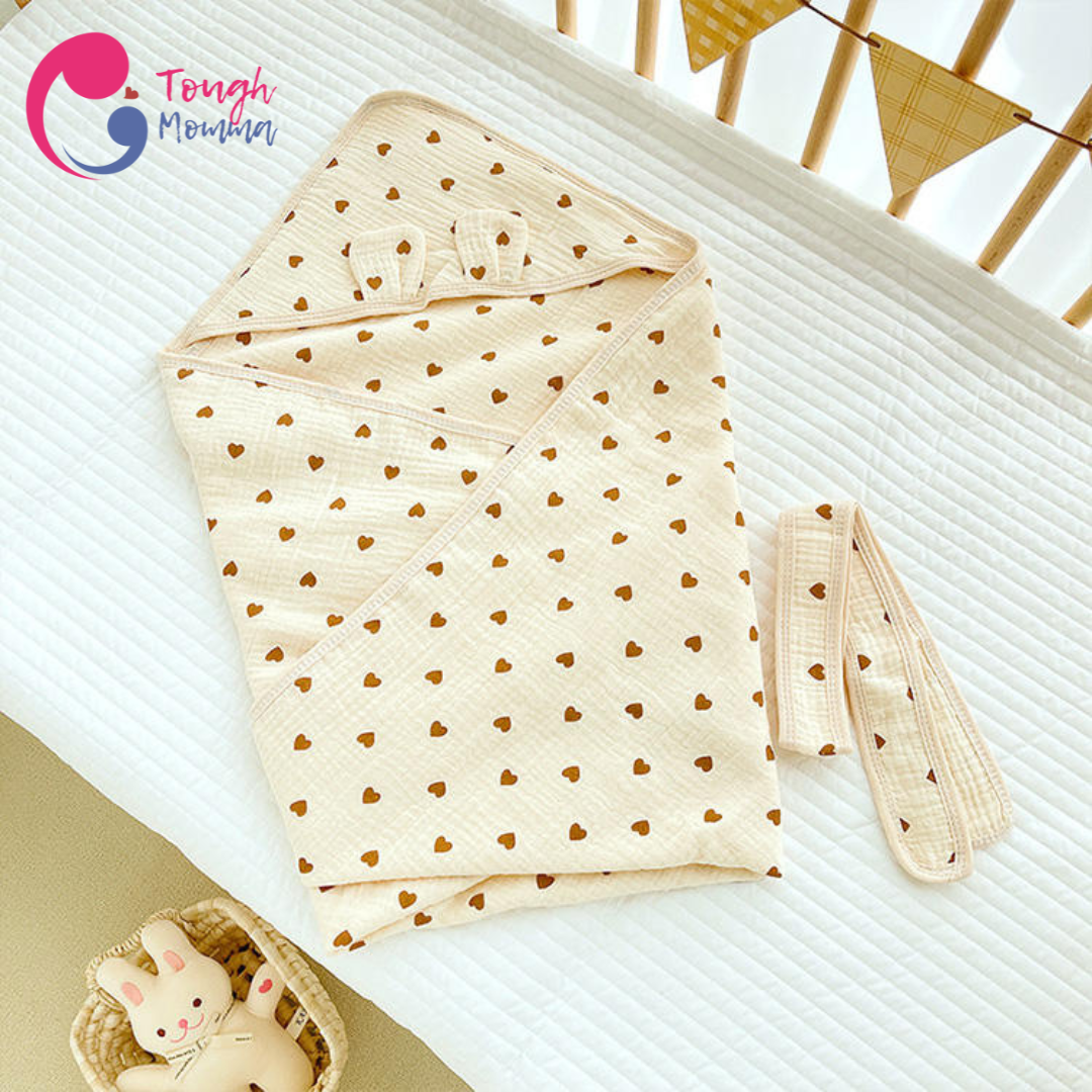(CLEARANCE SALE)ToughMomma Brielle Bamboo Muslin Cotton Receiving Blanket/Towel (0-2 years old)