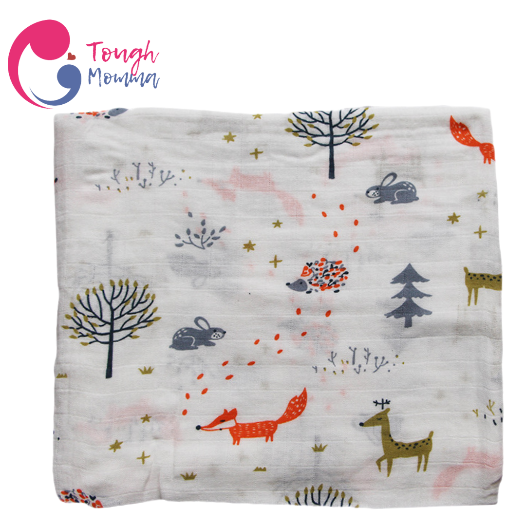 (CLEARANCE SALE) ToughMomma Sweet Briseis Organic Bamboo GOTS - Muslin Swaddle Blanket (2 layers)