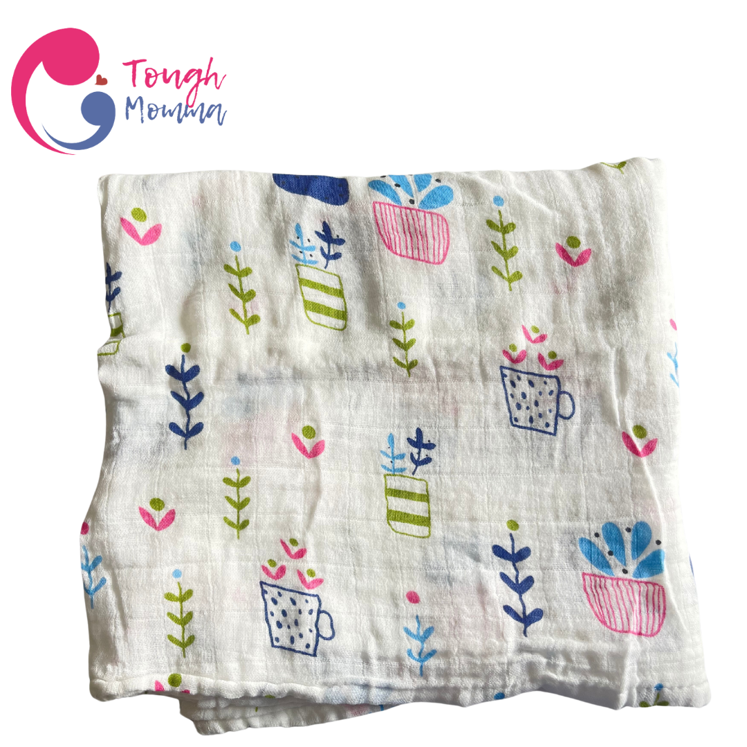 (CLEARANCE SALE) ToughMomma Sweet Briseis Organic Bamboo GOTS - Muslin Swaddle Blanket (2 layers)