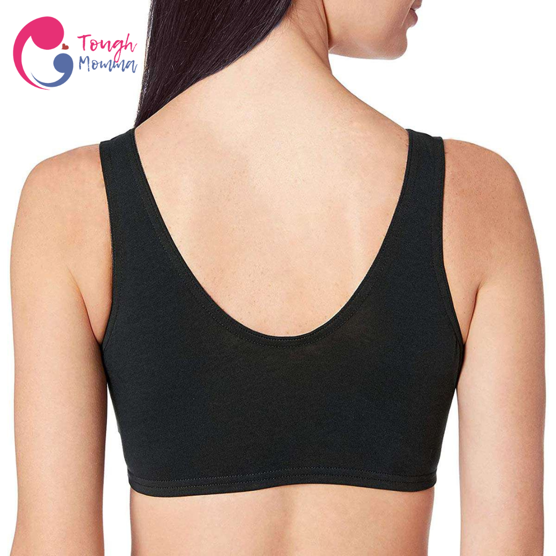ToughMomma Kathryn French Cross Pull Aside Cotton Wireless Nursing Bra