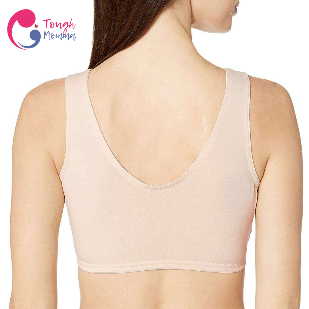 ToughMomma Kathryn French Cross Pull Aside Cotton Wireless Nursing Bra