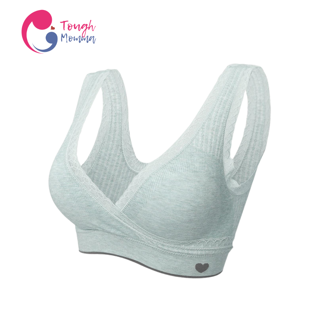 SLIGHTLY DAMAGED/ STAINED ToughMomma Alaina Pull Aside Cotton Wireless Nursing Bra
