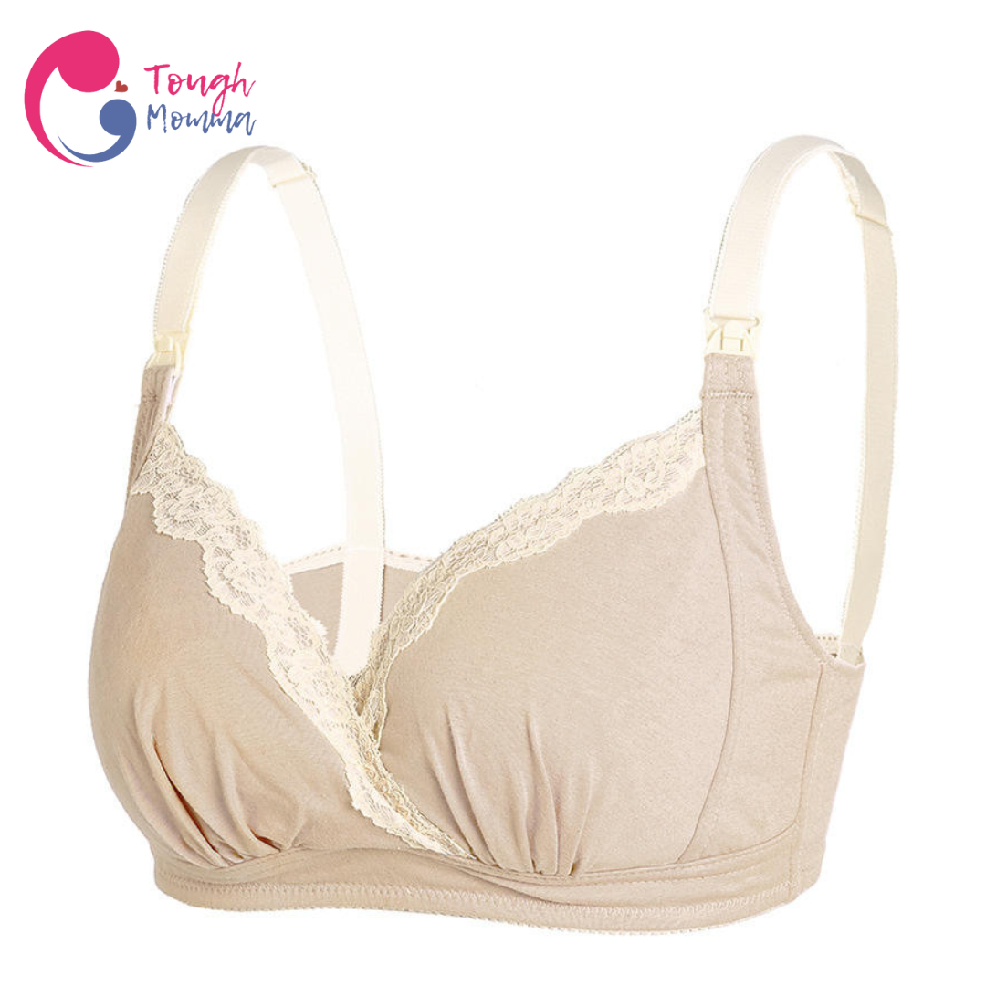 SLIGHTLY DAMAGED ToughMomma Lacey Crossover Cotton Wireless Nursing Bra