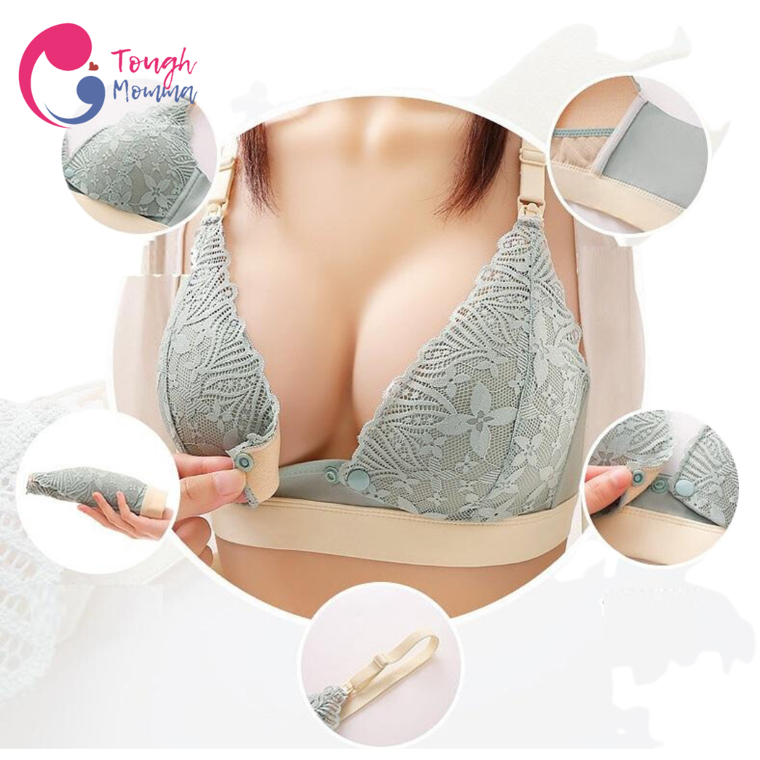 SLIGHTLY DAMAGED/STAINED ToughMomma Velle Sexy Lace Wireless Nursing Bra