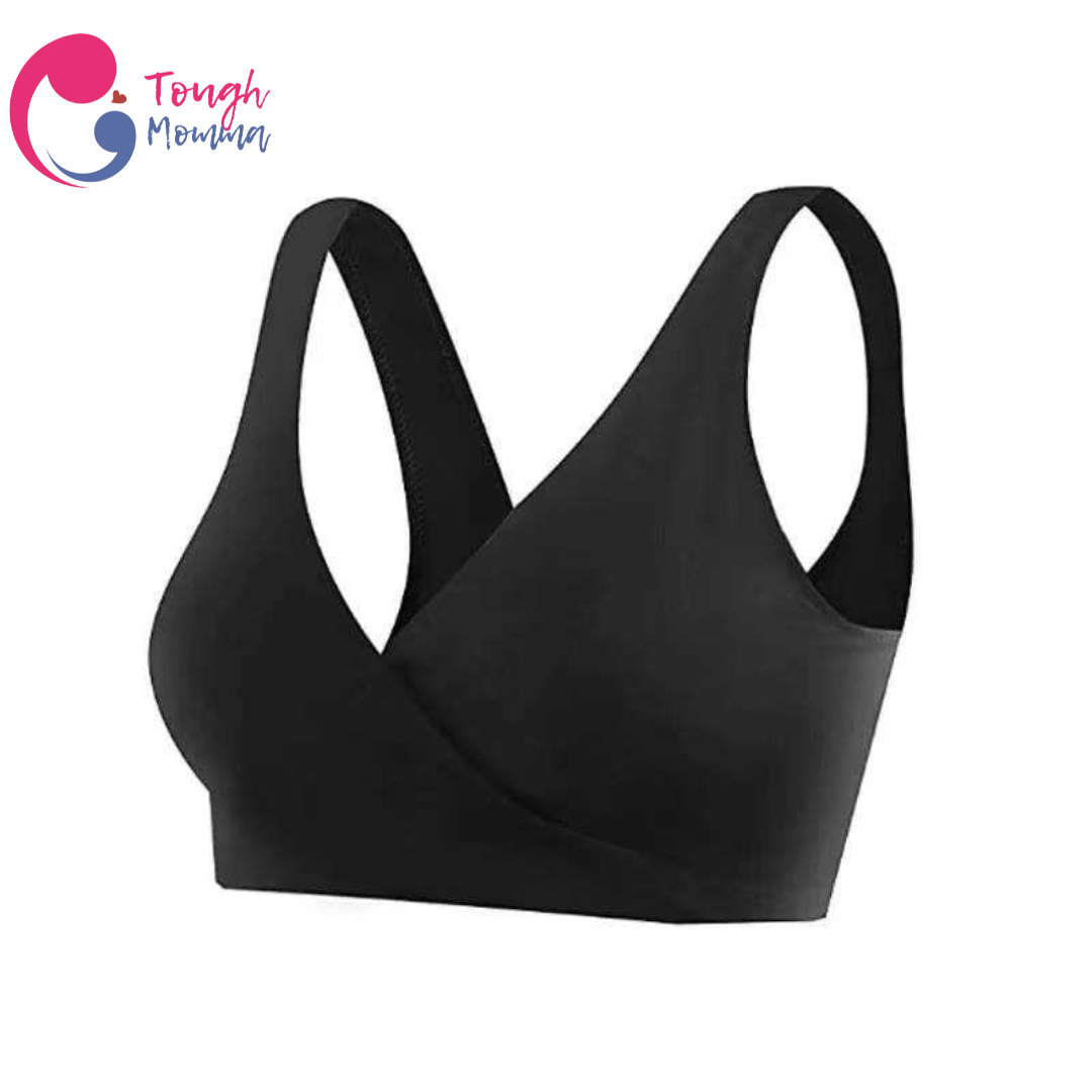 ToughMomma Kathryn French Cross Pull Aside Cotton Wireless Nursing Bra