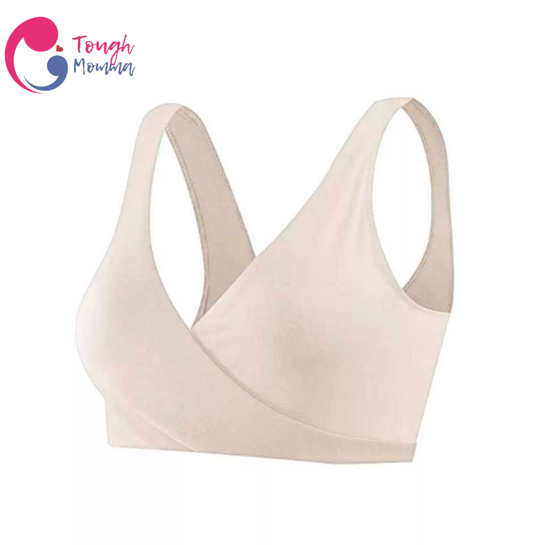 ToughMomma Kathryn French Cross Pull Aside Cotton Wireless Nursing Bra
