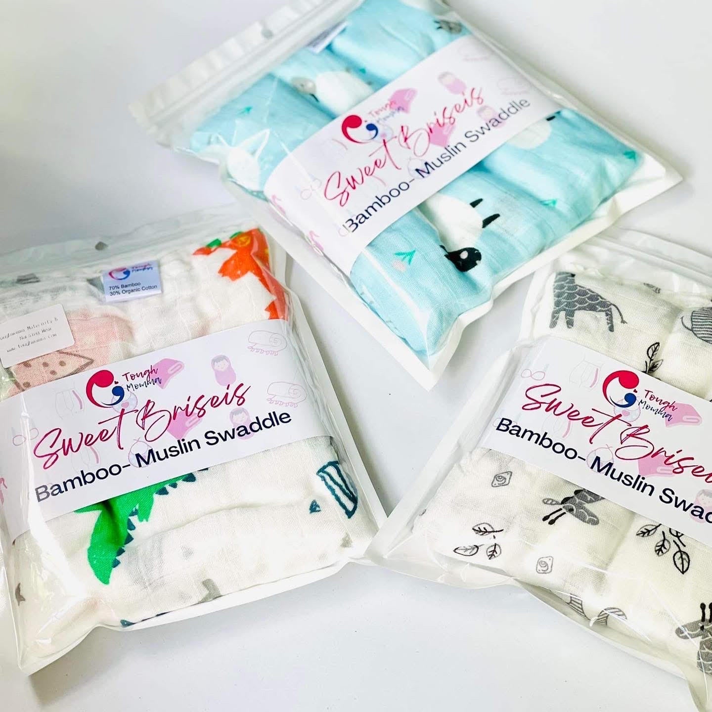 (CLEARANCE SALE) ToughMomma Sweet Briseis Organic Bamboo GOTS - Muslin Swaddle Blanket (2 layers)