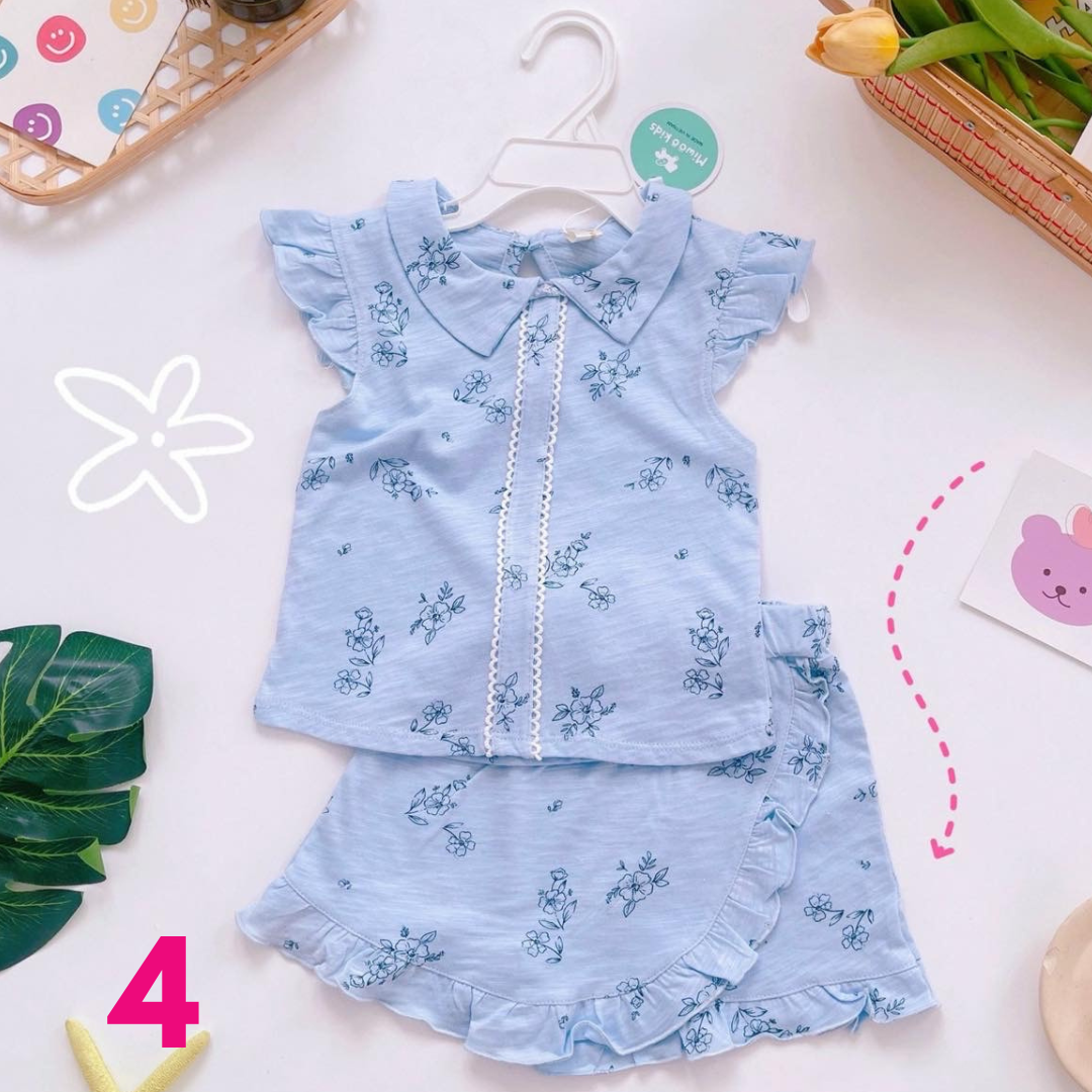 ToughMomma Little Audrina Ruffled Collared Blouse With Skort 0- 5 years old