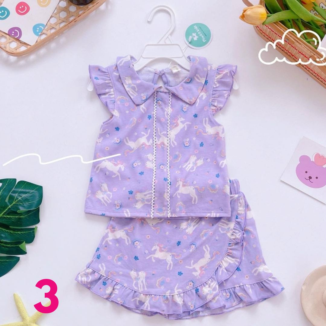 ToughMomma Little Audrina Ruffled Collared Blouse With Skort 0- 5 years old