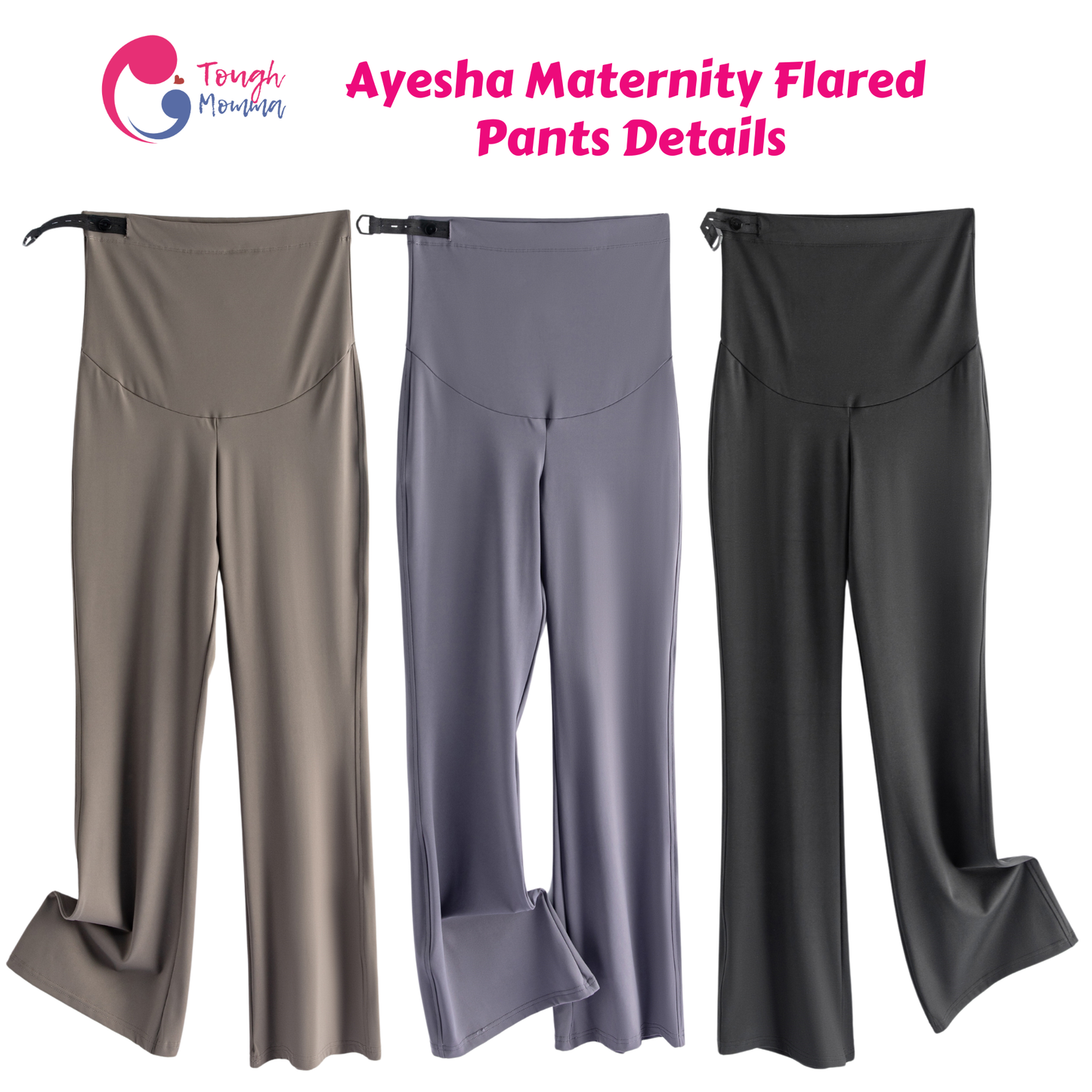 ToughMomma Ayesha Over The Bump Maternity Flared Pants
