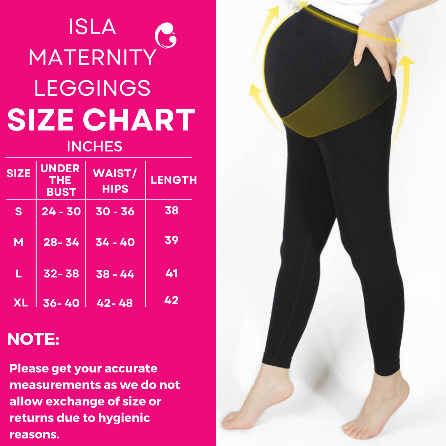 ToughMomma Isla Over The Bump Maternity Compression Leggings With Bump and Back Lift & Support