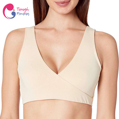 ToughMomma Kathryn French Cross Pull Aside Cotton Wireless Maternity Nursing Bra