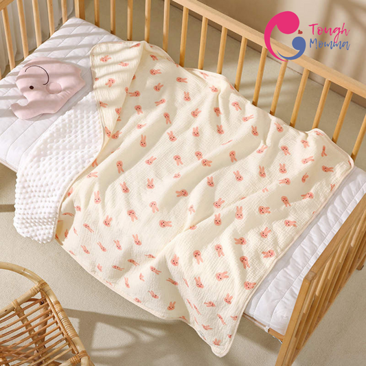 (CLEARANCE SALE) ToughMomma Sabrine Bamboo Muslin Cotton Mink Blanket/Towel (0-2 years old)