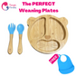ToughMomma Bamboo Wooden Plates for Babies- Premium & Natural with strong suction FREE BIB