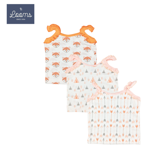 LOOMS INFANTS - WILD LITTLE ONE COLLECTION RUFFLED SLEEVE SANDO- 3 in 1 (3 pcs/pack)